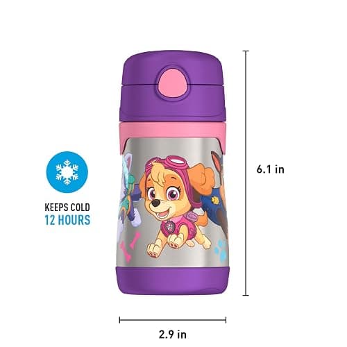 THERMOS Vacuum Insulated Stainless Steel 10oz Straw Bottle, Paw Patrol Girl thumbnail 2