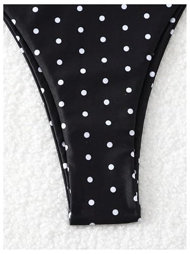 SOLY HUX Women's Polka Dots Print Bathing Suit Halter Triangle Tie Side Bikini Sets Two Piece Swimsuit thumbnail 5