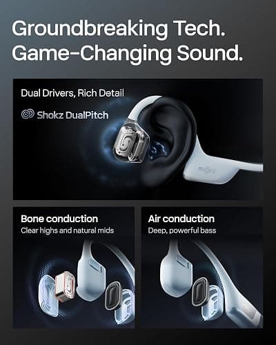 SHOKZ New OpenRun Pro 2-Bone Conduction Headphones,Open-Ear Bluetooth Wireless Sport Earphones for Running,Workouts-Sweat Resistant,Secure Comfortable Fit-Deep Bass,Smart Mic,Reflective Strip thumbnail 4