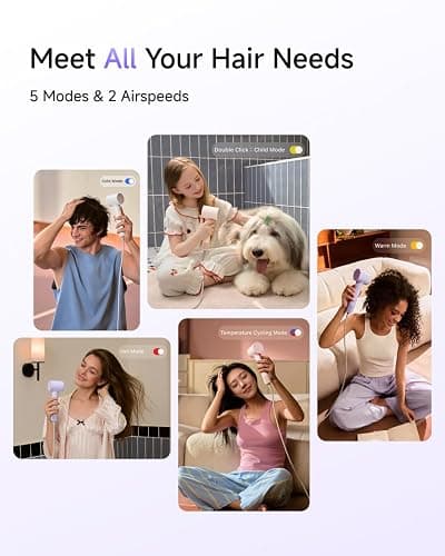 Laifen Air 15x Fast Drying Ionic Hair Dryer for Travel, Palm-Sized, Milktea | Ultra Light, 200M Negative Ions for Frizz Control, Heat Protection, 5 Modes & 2 Airspeeds, Perfect for Styling & Daily Use thumbnail 8
