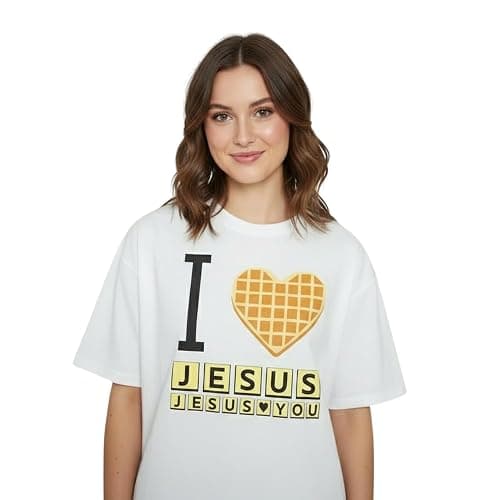 I Love Jesus Jesus Love You Waffle Shirt, Aesthetic Faith Hoodie, Bible Verse Tee, Jesus Shirt, 90s Christian Millennial Multicolor - Image 1