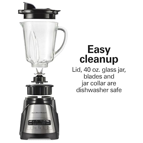 Hamilton Beach Power Elite Wave Action Blender For Smoothies, 40 Oz Glass Jar, 12 Functions Including Puree, Crush Ice, 700 Watts - Black (58148A) thumbnail 5