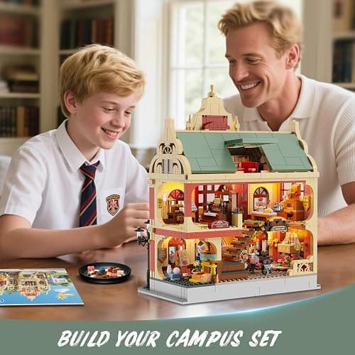 INSOON University Club House Building Set with Light,1629PCS City Campus Architecture Model with Painting Drama Baking Music Club, Home Decor Construction Building Block Gift for Adults Boys Girls 12+ thumbnail 2