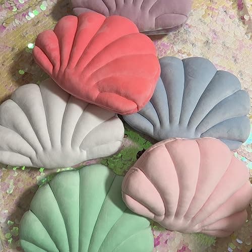 YRXRUS Peach Pink Seashell Pillow, Patio Accent Ocean Series, Ultra Soft Velvet Cushion for Bed, Living, Kids Room 3D Insert 14X11 Inch thumbnail 6