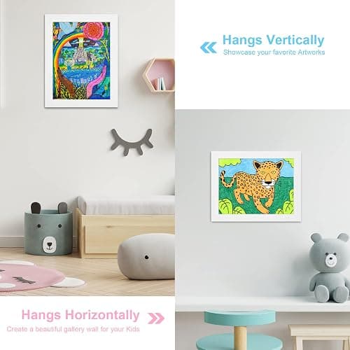 [2-Pack] Kids Art Frames, 8.5x11 Front Opening Kids Artwork Frames Changeable, White Artwork Display Storage Frame for Wall, Holds 50 Pcs, for 3D Picture, Crafts, Hanging Art, Portfolio thumbnail 3