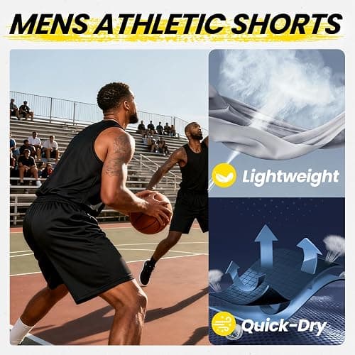 BALENNZ Athletic Shorts for Men with Pockets and Elastic Waistband Quick Dry Activewear thumbnail 3