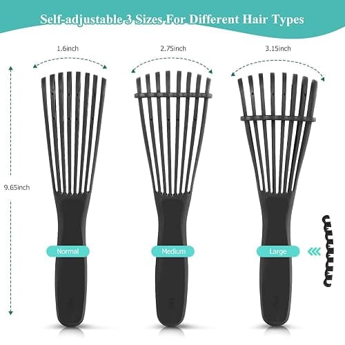 Detangling Hair Brush, Detangling brush for Adults and Kids, Comb Set for Kinky Curly Coily and Wavy Hair, For Wet and Dry Hair, Afro American Type 3a-4c, Comfortable Grip, Easy to Clean(Black) thumbnail 3
