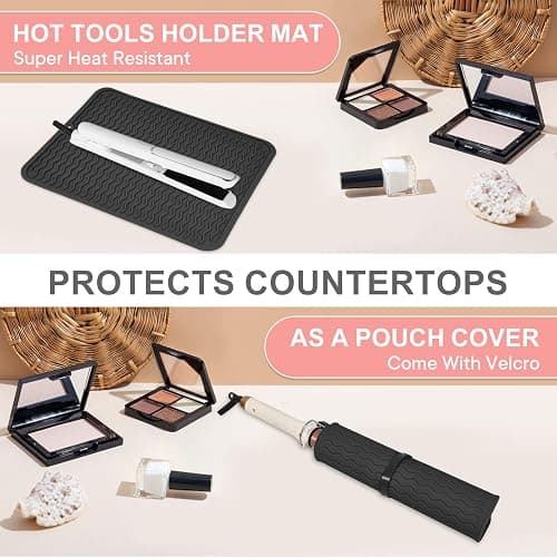 Suafrnut Oversize Silicone Heat Resistant Mat, Portable Travel Mat Cover with Velcro for Curling Irons, Flat Irons, Hair Straightener and Hot Hair Styling Tools(14.2" x 11") thumbnail 6