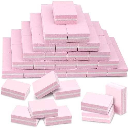 Mini Nail Buffer Blocks, 100/180 Grit Sponge Buffing Sanding Block File Manicure Tools Bulk 50Pcs (Pink) thumbnail 2