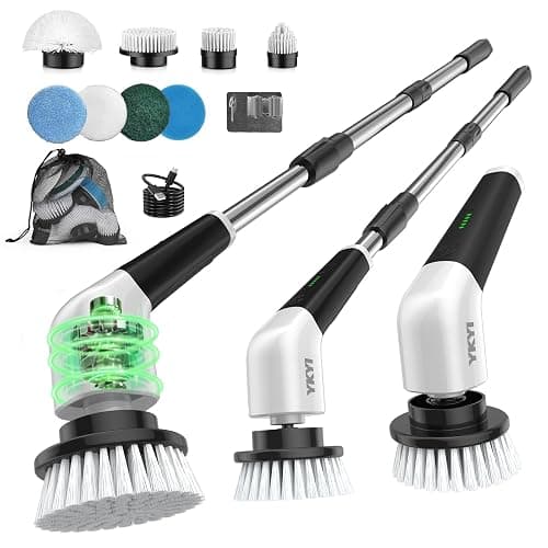 YKYI Brosse électrique Nettoyage rotative avec 8 têtes, Manche Extensible, 2 Vitesses, Batterie 2500mAh, étanche IPX7 – Brosse Nettoyage Salle de Bain et Cuisine - Image 1