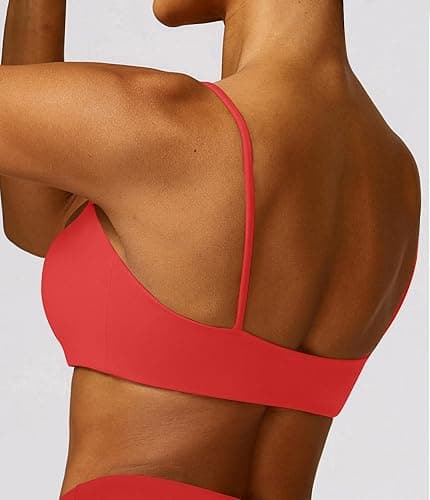 Comper Women's Sports Bra with Thin Straps Stretchy Wirefree Workout Bras Lightweight Workouts Bralette with Removable Pads thumbnail 6
