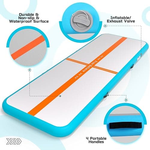 FINCOME Inflatable Gymnastics Mat Air Tumble Track Mats 10/13/16/20ft Training Mats for Home Use Air Mat with Pump 4”/6” Thick for Cheerleading/Yoga/Parkour/Beach/Park/Water thumbnail 4