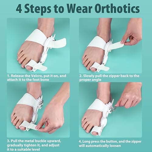 Kutain Comfort Bunion Corrector for Women & Men, Orthopedic Toe Straightener, Adjustable Splint Bunion Pads Day Night Support with Toe Separator for Relief (2PCS) thumbnail 7
