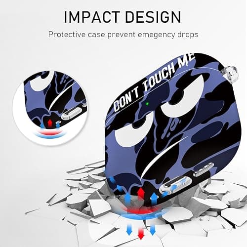 Youtec for Apple Airpods 4th Generation Case Covers(2024),Don't Touch Me for Airpods 4 Cover with Keychain/Lanyard Soft Cute Shockproof Cover for Women Men Compatible AirPod 4 Case,Blue thumbnail 2