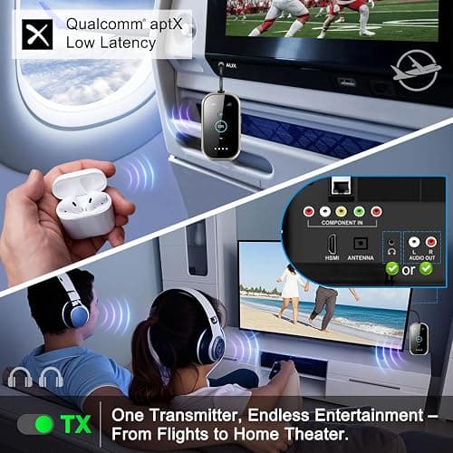 Ultra Xmagpot Bluetooth 5.4 Transmitter Receiver - CNC Aluminum & Ceramic Glass | Dual Link for 2 AirPods/Headphones | aptX Adaptive/HD Audio | Wireless Transmitter for Airplane/TV/Car/Gym thumbnail 7