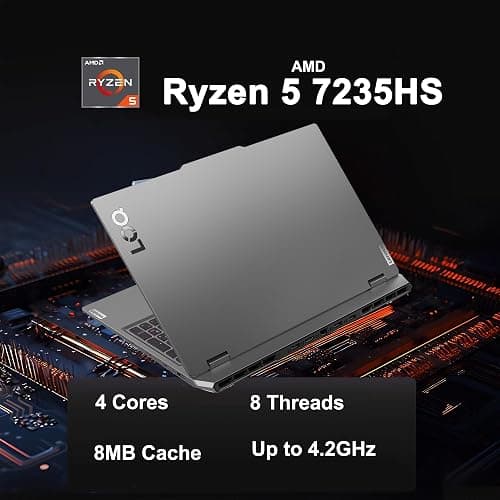 Lenovo LOQ Gaming Laptop 15.6" FHD 144Hz (100% sRGB G-SYNC) AMD Quad-core Ryzen 5 7235HS 32GB DDR5 1TB SSD GeForce RTX 4050 Backlit Nahimic Privacy Camera Rapid Charge Win11Pro w/ICP Hub thumbnail 4