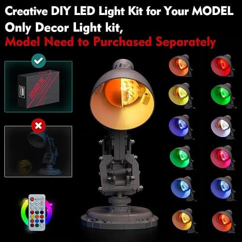 LocoLee 12-Color Light kit Compatible with Lego 21357 Pixar Luxo Jr - No Model Only Light, LED Lighting Accessories Compatible with Lego Ideas Pixar Small Table Lamp (Colorful Version) thumbnail 3