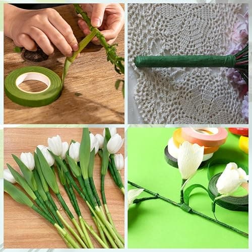 ZIIYAN 2 Rolls 1/2" Wide Green Floral Tapes Flower Tape Florist Tape for Artificial Flowers, Wedding Bouquets, Bouquet Stem Wrapping, Corsages, Floral Arranging Crafts Supplies, 30yard/roll thumbnail 4