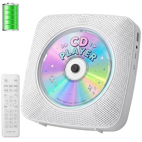 Gueray Portable CD Player Bluetooth: CD Players for Home Rechargeable Desktop Wall Portable CD Player with Bluetooth & Dual Speakers 1800mAh Boombox FM Radio USB Type-C MP3 Music Player - Image 1