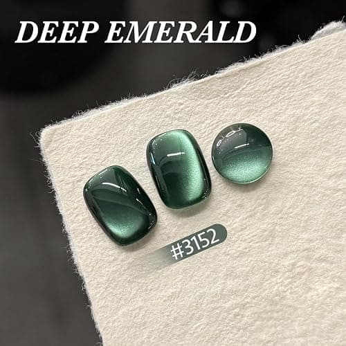GAOY Jelly Green Cat Eye Gel Nail Polish, 16ml Glitter Holographic Nail Polish with Magnet, Reflective Translucent UV Gel, 3152 Deep Emerald thumbnail 2
