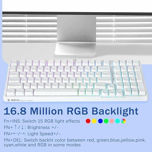 HUO JI E-Yooso Creamy Mechanical Keyboard Wired, Hot Swappable, Pre-lubed Linear Switches, Gasket Structure with Sound Dampening Foam, RGB Backlit, 99 Keys Custom Gaming Keyboard for PC/Mac,White thumbnail 6