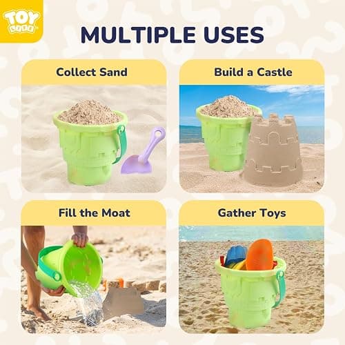 TOY Life Beach Toys for Toddlers Age 3-5, Sandbox Toy Building Sets with Sand Bucket Dump Truck and Waterproof Mesh Bag, Travel Sand Castle Toys for Kids thumbnail 4