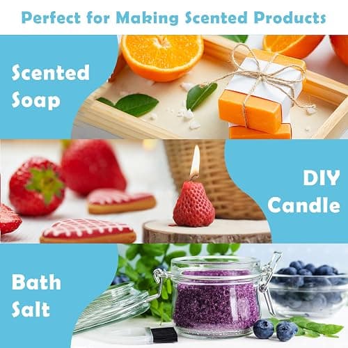 Fruity Fragrance Oil, Holamay Premium Fruit Essential Oils for Diffuser, Candle Soap Making Scents, 10x5ml, Coconut, Strawberry, Mango, Pineapple, More Home Diffusers Oil Scents, Summer Oils Gift Set thumbnail 3