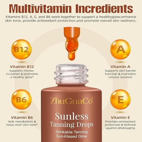 Sunless Tanning Drops to Drink | Oral Drinkable Sunless Tanning Drops for Natural Glow | Safe & Long-Lasting Enhances Natural Tan | for All Skin Types thumbnail 5
