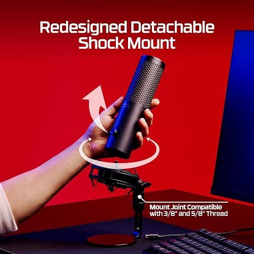 HyperX QuadCast 2 S – USB Microphone, with RGB Lighting, Streaming and Podcasting, with On-Board Controls, LED Lighting, Removable Shock Mount, PC, Mac, USB-C - Black thumbnail 8