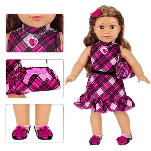 American 18 Inch Dolls Makeup Accessories and Clothes,Fashion Dress Tote Bag for 18" Doll Include Outfits Shoes Cosmetic Toys Stuff Gift for Baby Girl (No Doll) thumbnail 6