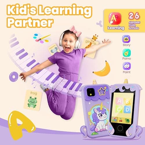 Kids Phone for Girl Toys, Christmas Birthday Gifts for Age 3-10 Year Old Girls Boys Toys, Kids Toddler Smart Phone, Detective Educational Learning Toys with 2.8" Touchscreen, Music Video Game (Purple) thumbnail 4