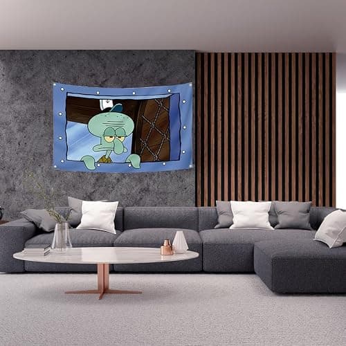 Octopus Cartoon Flag 3x5Feet Funny Meme Banner Wall Hanging Tapestries for College Dorm Room Decoration thumbnail 2