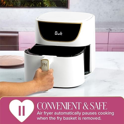 Paris Hilton Air Fryer, Large 6-Quart Capacity, Nonstick Made without PFAS, Touchscreen Display, 8-in-1 (Air Fry, Roast, Broil, Bake, Reheat, Keep Warm, Pizza, Dehydrate), Dishwasher Safe, White thumbnail 7