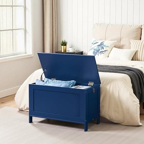 HOOBRO Toy Box, Retro Wooden Look Storage Chest with Safety Hinge, Entryway Storage Bench Supports 220 lb, 29.9 x 15.7 x 18.9 Inches Toy Chest Organizer, Easy Assembly (Blue) BU75CW01G1 thumbnail 5