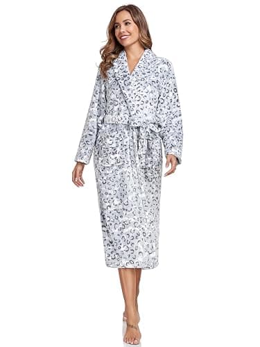 RONGTAI Womens Bathrobe Ladies Fleece Plush Warm Long Robes Fleece Nightgown Sleepwear thumbnail 2