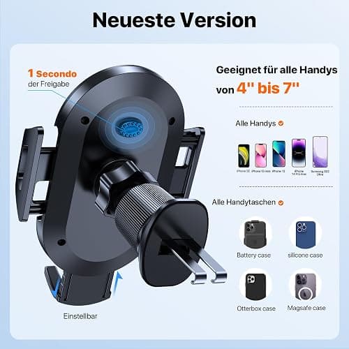 Miracase Handyhalterung Auto【2025 Neuester Doppelhaken】 Universal Handyhalter Auto Lüftung,360 Grad Drehung KFZ Handyhalterung für iPhone 17/16/15/14/13 Pro Max Plus/Samsung und 4-7 Zoll Smartphone thumbnail 3