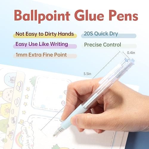 Vamoseehi Fine Tip Glue Pen, Quick Dry Roller Stick Pens, Apply Glue Like Writing, Easy Control Precision Adhesive for Scrapbooking, Card Making, Crafting, Foil Calligraphy, Craft Supplies thumbnail 2