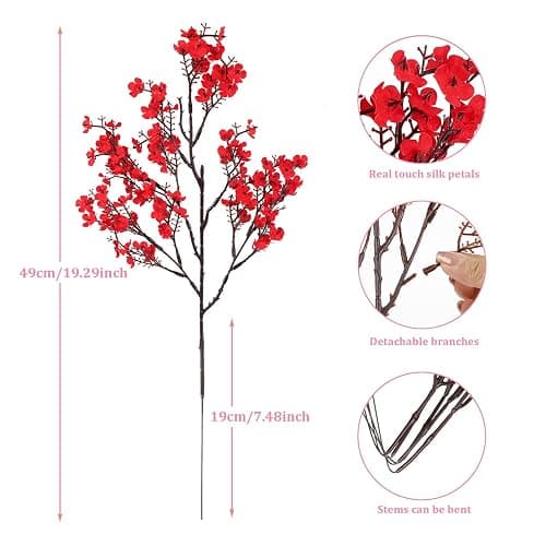 HIAGROW 8Pcs Babys Breath Fake Artificial Flowers, Real Touch Red Pink Mix and Match Plants Silk Flowers for Vase Home Office Wedding Valentine's Day Indoor Outdoor Centerpiece Table Party Decoration thumbnail 3