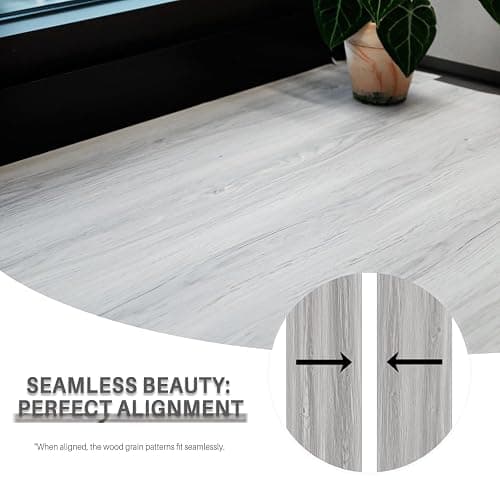 auxua Wood Grain Peel and Stick Floor Tiles – 11.8” Width, Full Roll Length of 394" – Versatile Design for Any Space, Light Color Self Adhesive Vinyl Flooring, Waterproof and Non-Slip Features thumbnail 4