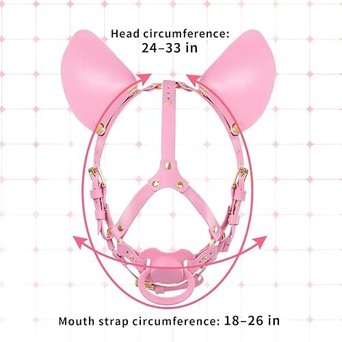 Littleforbig Leather Adjustable Strap Little Furry Pacifier Head Harness thumbnail 6