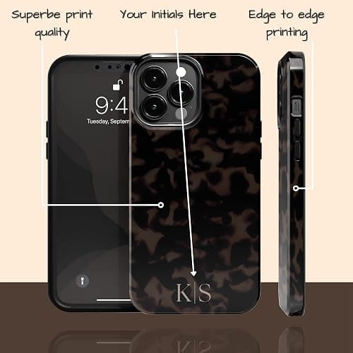 Artisticases Custom Tort Tortoiseshell Initials Name Case, Personalized Name Case, Compatible with iPhone 17 Air, 16 Pro Max, 15 Plus, 14, 13 Mini, 12, 11, X/XS Max, XR, 7/8 thumbnail 2