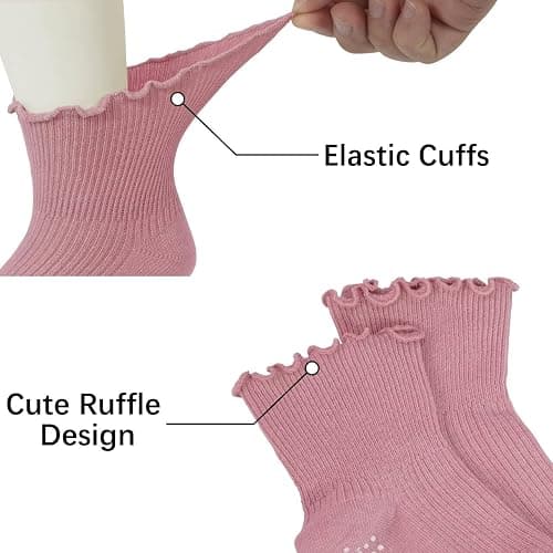 Sooneeya Baby Ruffle Socks Toddler Girls Non-Slip Ankle Socks with Grips | Indoor, Soft, Cotton, Frilly thumbnail 5