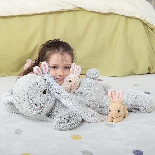MaoGoLan 4Pcs Easter Bunny Stuffed Animals with 3 Babies Inside, 24" Soft and Cuddly Giant Rabbit Plush, Easter Stuffed Bunny Gift for Kids,Boys,Girls thumbnail 8
