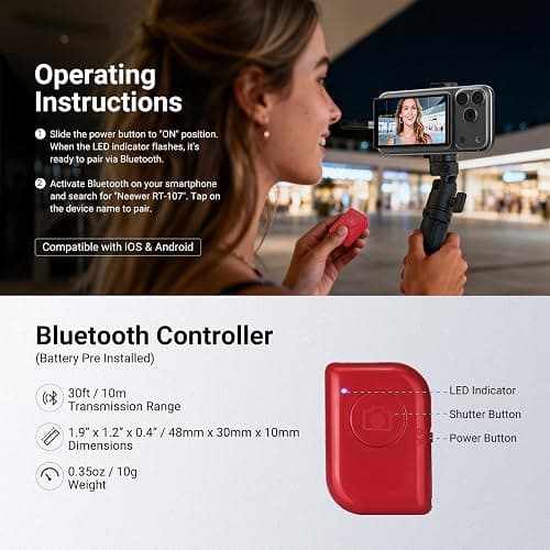 NEEWER 4" Phone Vlog Selfie Monitor Screen, Smartphone Back Camera Monitor with Remote for YouTube TikTok Video Streaming thumbnail 6