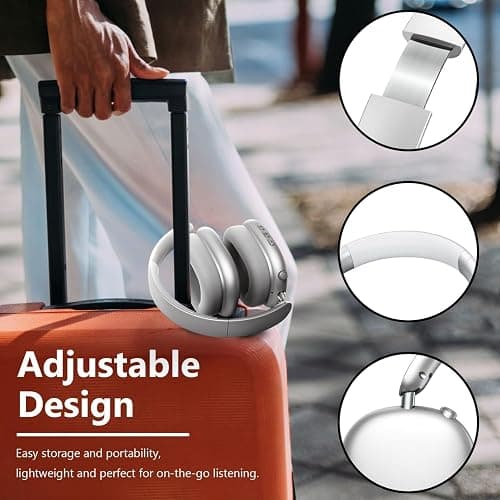 Wentronic Y01 Wireless Over Ear Headphones, Noise Canceling Bluetooth 5.3 Headphones with Microphones,Hi-Res Audio,48H Playtime,Foldable,Breathable Soft Earpads for iOS/Android/Samsung/PC-Silver thumbnail 4