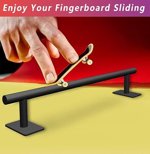 Professional Fingerboard Flat Rail Premium Solid Steel Construction Fingerboard Deck Fingerboard Ramp Great Add for Fingerboard Parks Black Powder Coated Finish Non-Slip Foam Feet (round) thumbnail 5