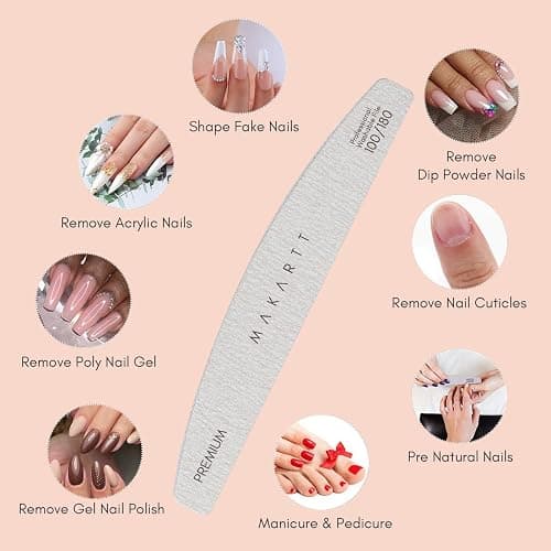 Makartt Nail File: 100/180 Grit Emery Boards for Nails, 10 Pcs Zebra Doubled Sides Coarse Fingernail Filer for Acrylic and Extension Gel Removal Manicure Kit Salon Home Use thumbnail 5