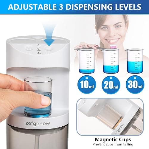 ZOFGENOW Automatic Mouthwash Dispenser for Bathroom,Bathroom Accessories 19.4 Fl Oz Dispensers with Magnetic Cups,Wall Mounted Dispenser,Suitable for All Age Groups,White thumbnail 5