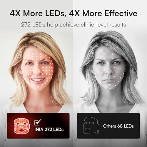 INIA Red Light Therapy Mask for Face, Glow Wireless LED Face Mask Light Therapy with Near-Infrared Red Light (NIR), Rechargeable and Ergonomic Design for Home & Travel thumbnail 5