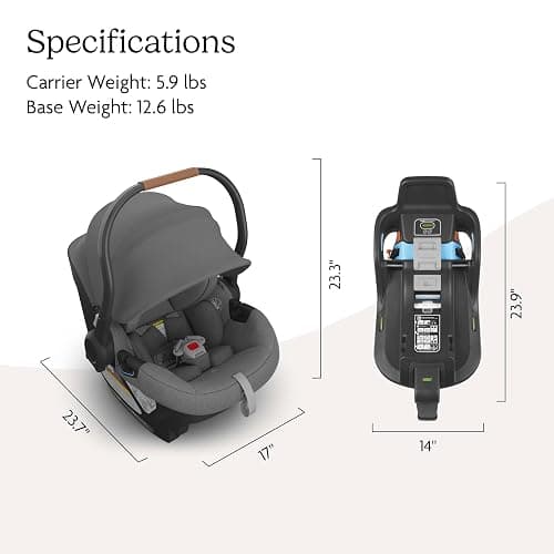 UPPAbaby Aria Lightweight Infant Car Seat/Just Under 6 lbs for Easy Portability/Base with Load Leg + Infant Insert Included/Direct Stroller Attachment/Greyson (Charcoal Mélange/Saddle Leather) thumbnail 2